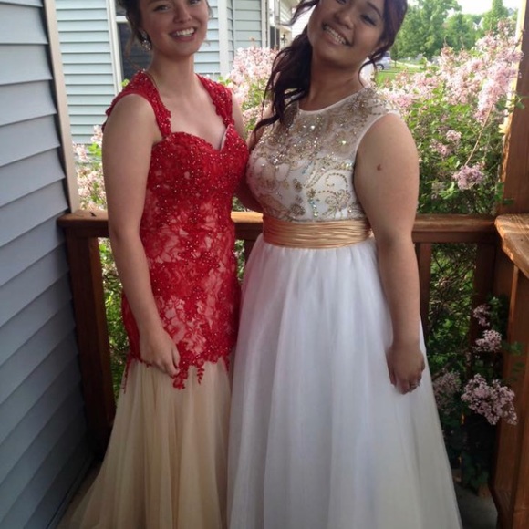 Dresses | Red And Tan Prom Dress | Poshmark